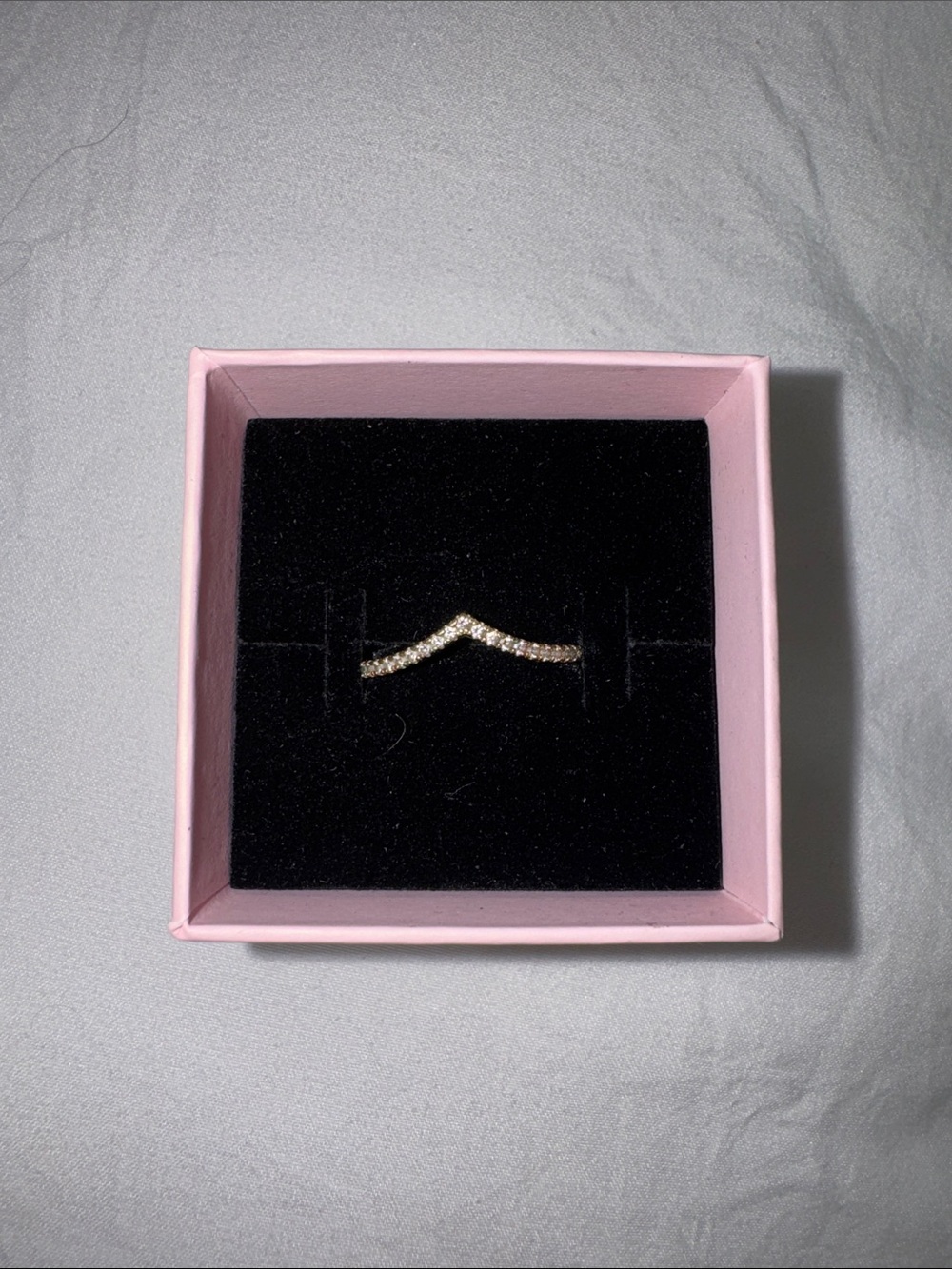 Pandora Dainty V-Shape Cubic Zirconia Ring in Gold Tone